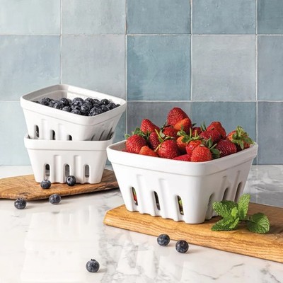 Over & Back 3-piece Multipurpose Berry Baskets, Stoneware Dishwasher Micro, NEW