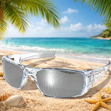 NEW Oakley Crankshaft CLEAR POLARIZED Galaxy Chrome Mirror Iridium Sunglass 9239