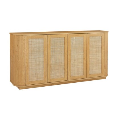 W64'' Sideboard Buffet Storage Cabinet TV Stand Rattan Doors Adjustable Shelves