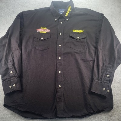 Wrangler Las Vegas Rodeo Button Up Shirt XL Black Embroidered 2009 PRCA Finals