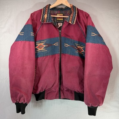 Vintage Bee Wild USA Western Aztec Jacket Medium Bomber Sante Fe Coat Lined 