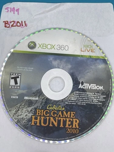 Cabelas Big Game Hunter 2010 (Xbox 360) Disc Only - No Tracking 5199