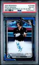 2024 BOWMAN CHROME PROSPECT AUTO BLUE REFRACTOR RIKUU NISHIDA 78/150 PSA 8