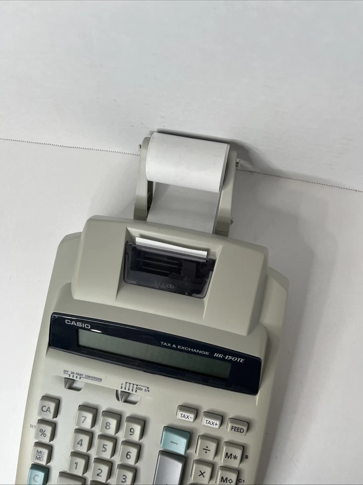 Casio Calculator Printer Hr-150te Big 12 Digit No Power Cord Working W/ Paper - Image 2 of 4