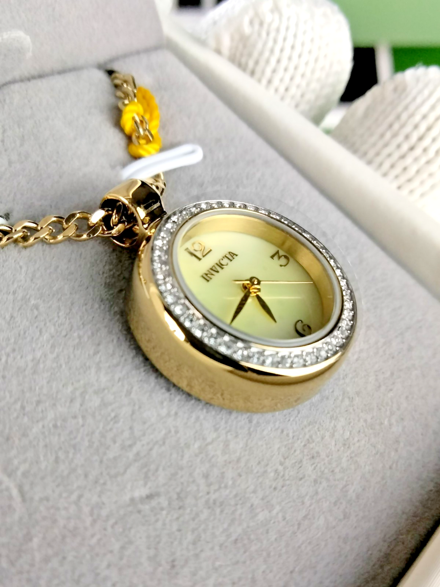 Invicta Gold Tone Mother-of-Pearl Pendant Necklace Watch Invicta Mini Women main image 3