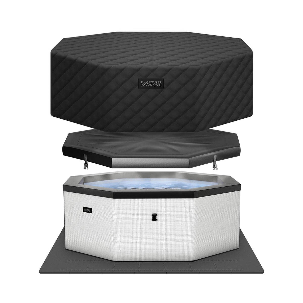 Wave Como 6 Person Eco Foam Hot Tub - Pebble White (Energy Efficient Bundle)