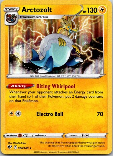 Arctozolt Holo Rare SWSH03: Darkness Ablaze 066/189 NM