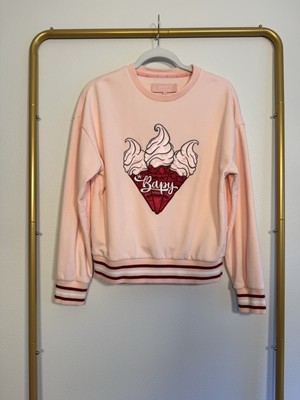 Bapy By A Bathing Ape pink Embroidered Crew Neck Pullover Sweatshirt Sz XS