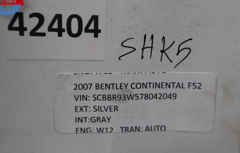 06-12 Bentley Continental Left Side Air Suspension Shock Absorber Strut Oem