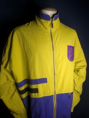 Vintage Puma Track Jacket 90s Sport Goes Art Gelb Lila Boxy Rare Windbreaker L