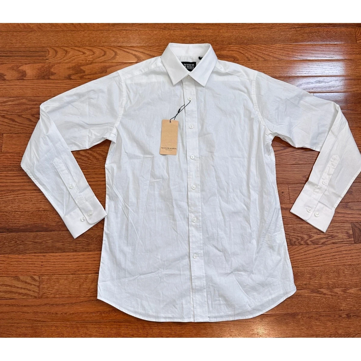 scotch and soda modern fit dress shirt Scotch & Soda Mens Dress Shirt Button Up Pink Striped Modern Fit 16.5