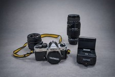 Fotocamera Reflex Analogica 35 mm Nikon FM2 Obiettivi Sigma+Flash Tumax- Vintage