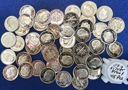 2000-S Roosevelt DCAM Proof Silver Dimes Short Roll (45 Pieces)