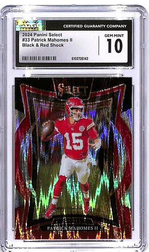 2024 Select Patrick Mahomes Black Red Shock #33 CGC 10 Chiefs