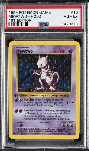 1999 POKEMON GAME 1ST ED #10 MEWTWO-HOLO PSA 4