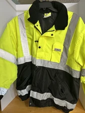 Men’s River City High Visability Work Coat, Yellow, Black & Reflective Striping