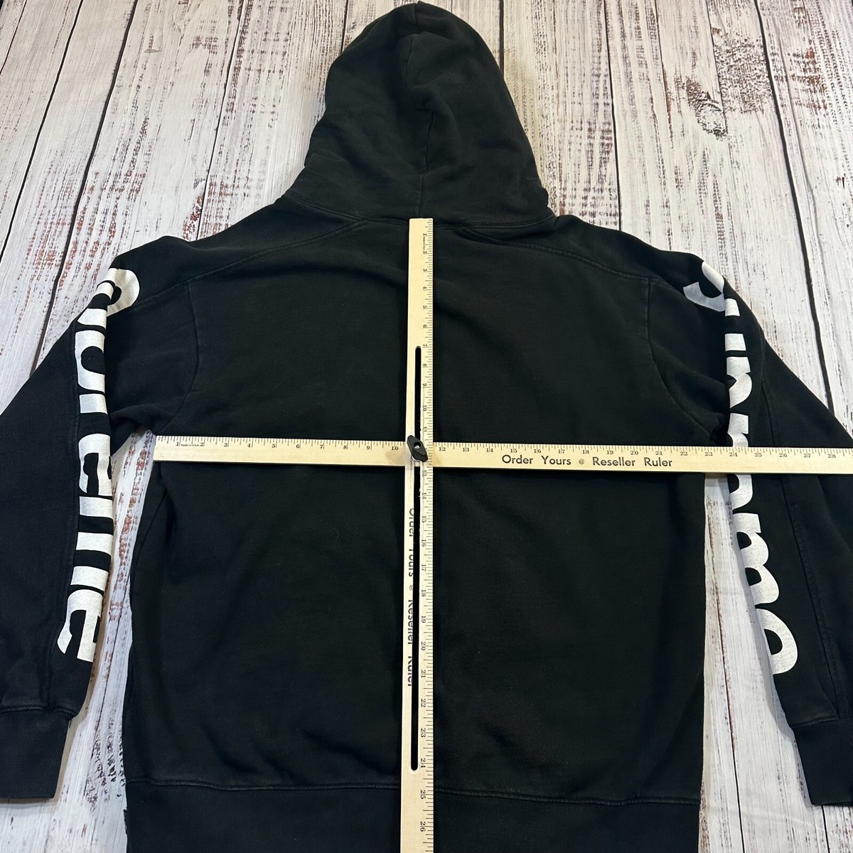 SUPREME Hoodie Heavyweight Black Sleeve Spell Out Size SUPREME Hoodie Heavyweight Black Sleeve Spell Out Size