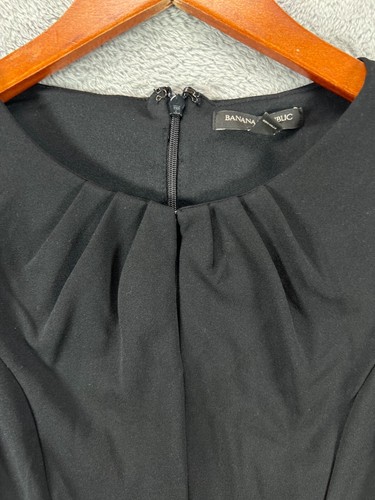 Banana Republic Womens Petite 0P Dress Black Sheath KeyHole Neck Cap Sleeve - Picture 2 of 7