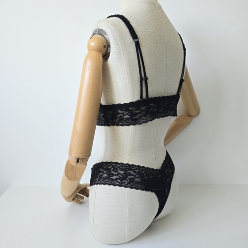 IMPRESIONANTE CONJUNTO SUJETADOR BRALET TANGA MUJER ALL SAINTS REGALIA ENCAJE NEGRO 12 M VINTAGE - Imagen 12 de 23