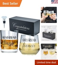 Handcrafted Whiskey and Wine Glasses - Perfect Engagement Gift for Couples