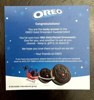 Limited Edition OREO 18kt Gold Plated Ornament Fast Shipping