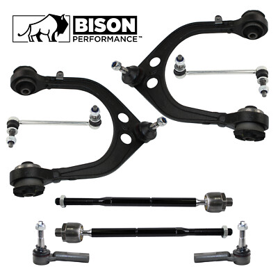 Bison Performance 8pc Front Upper Control Arms Sway Bar TieRod Kit For Dodge RWD