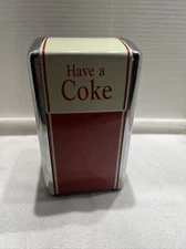 Vintage Coca Cola Napkin Holder Dispenser 1992 Red Chrome 50's Diner Style Coke