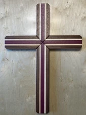 Wooden Cross Exotic Purple Heart & Walnut & Maple Large 24” ( Custom Crucifix )