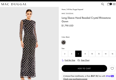 NWT MAC DUGGAL [ 6 ] 93618 Long Sleeve Hand Beaded Crystal