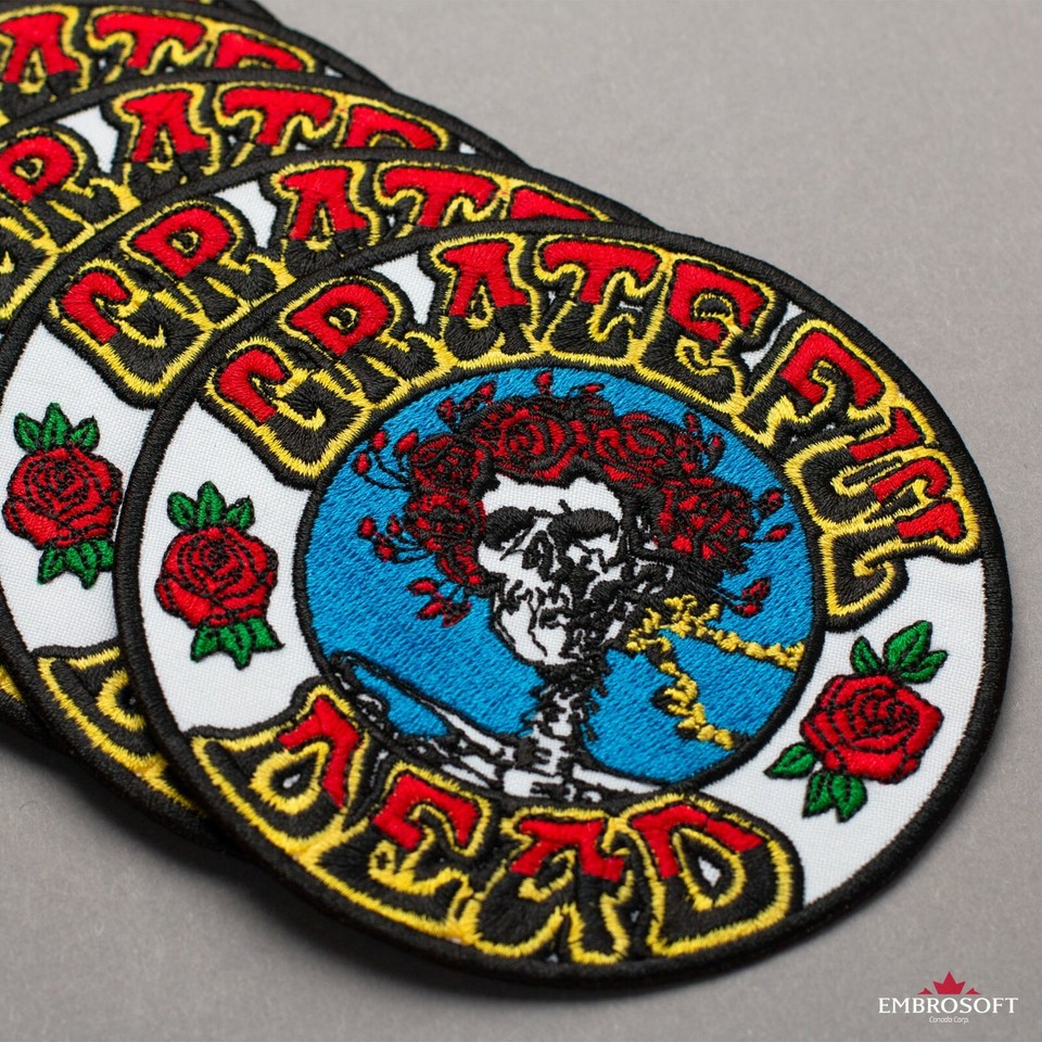 Grateful Dead Skull and Roses Logo Music Rock Band Embroidered Patch 4. ...