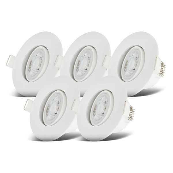 5X Bad Einbauspots Strahler Einbauleuchten Dimmbar Spots Weiß IP65 Deckenspots-image