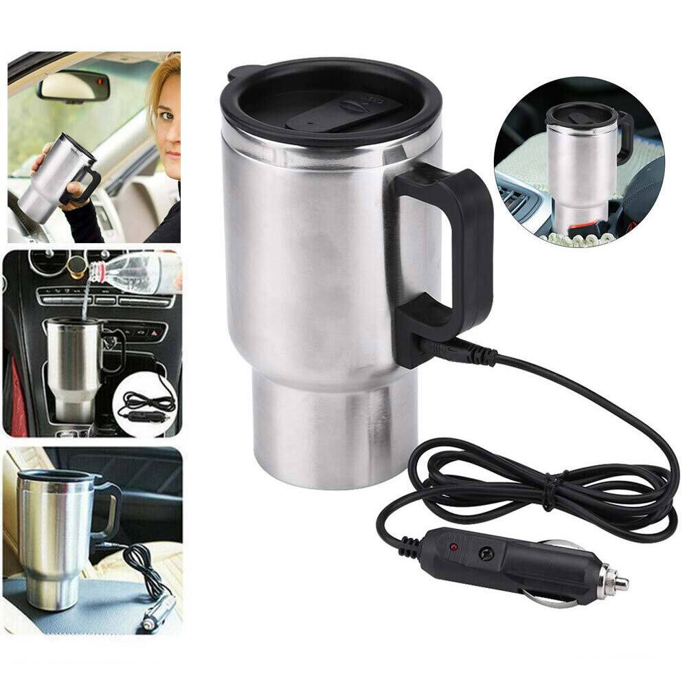 12V Car Electric Kettle Heating Cup Coffee Tea Mug Pot Stainless Steel Bottle-image