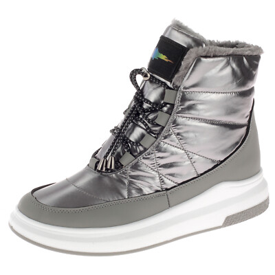Damen Stiefelette Winterboots Gefüttert Winterstiefel Warm Stiefel Grau 37