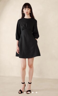Banana Republic Lisa Open-Back Linen Mini Dress Black Size Petite 0 NWT  RT$170 | eBay