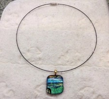 Artisan Blown Glass Pendant Wire Necklace Jewelry
