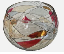 Retired PartyLite Stained Glass Votive Candle Holder - Mosaic Calypso Design