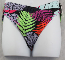 Bar III Women's High Leg Bikini Bottom Swimsuit, Palm Prowl Tropical Multi, XL