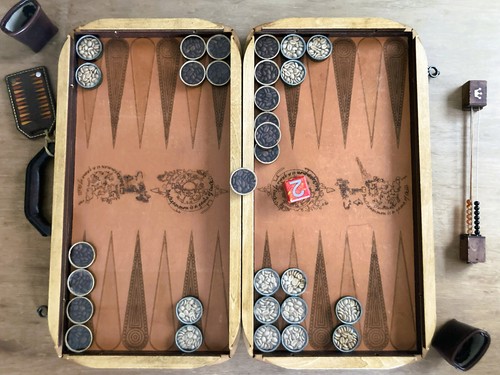 Samurai Sword - Red and Yellow Marbling/Silver. Backgammon Doubling Cube. 36mm. - Picture 12 of 12