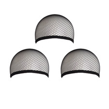 3 Pieces Elastic Hair Mesh Net One Size Wig Caps Black
