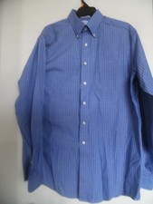 Mens LL Bean LS Button Down Blue Plaid Dress Shirt Sz 15.5 - 36 EUC