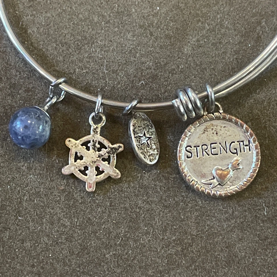 Brazalete ALEX y ANI Ancla con Cuerda Tono Plateado Esfera Azul Foto 4 de 4