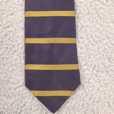Villa Bugatti Tie Necktie Mens Blue Gold Striped Italian Silk Made In USA