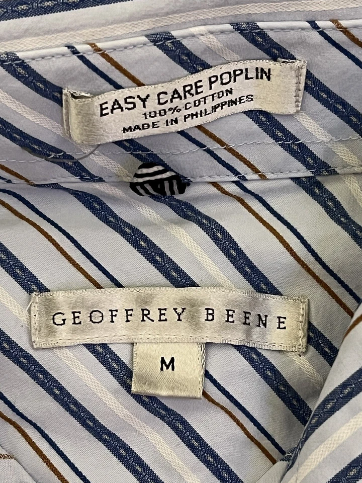 Geoffrey Beene Abotonado Para Hombre Mediano Multicolor Rayas Cuello Fácil Cuidado Foto 3 de 4