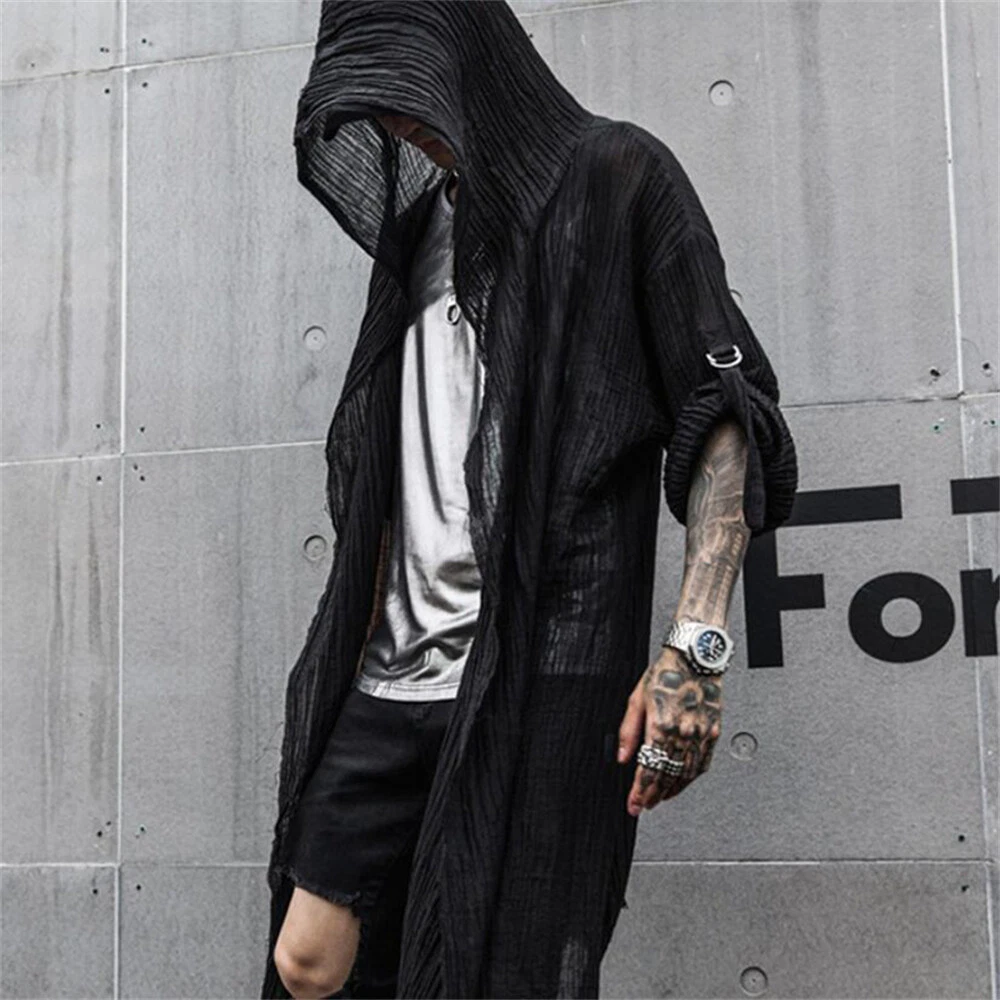 Men Cape Cloak Poncho Jacket Coat Fashion Streetwear Outwear Top