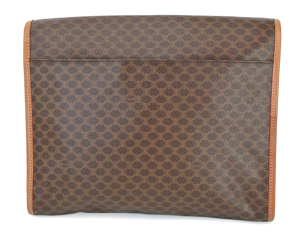 Auténtico bolso sin asas de negocios CELINE marrón macadam de lona y cuero #40942 Foto 3 de 4