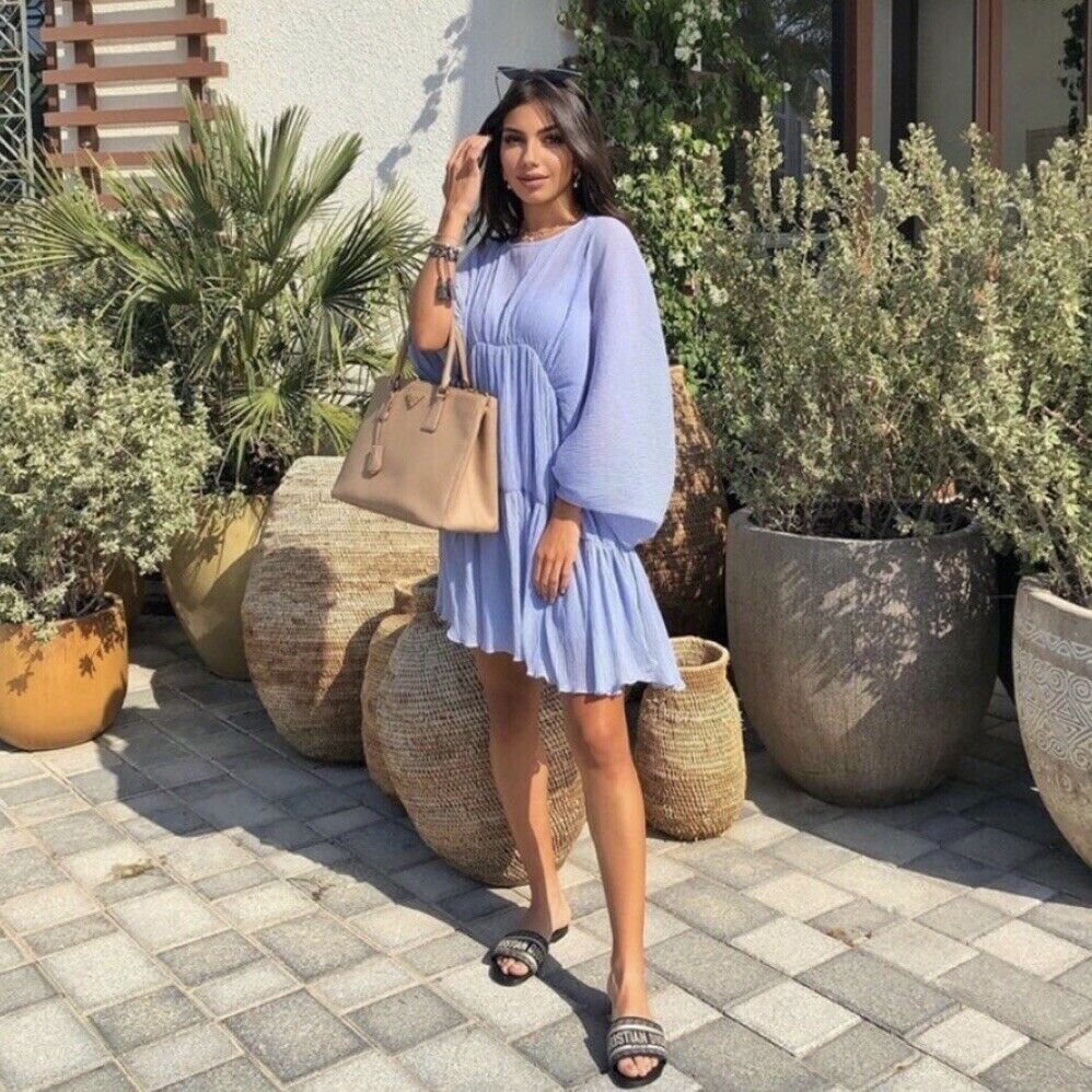 ワンピース Disco Tiara Pleated Shirt Dress Sky Blue Zara Women Draped Pleated Dress Light Blue 7521/108 | eBay