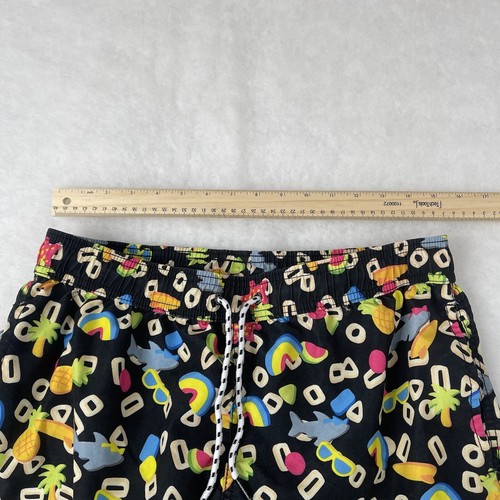Maui and Sons Black Rainbow Shark Palm Tree Swim Trunks/Shorts Size M - Picture 5 of 7