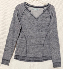 MAURICES Speckled Heather Gray V-Neck Lightweight Sweatshirt Top Small EUC