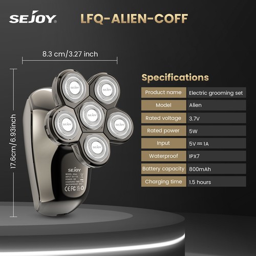 SEJOY 5IN1 Men's Electric Razor Shaver Rechargeable Bald Head Hair Beard Trimmer - Picture 18 of 58