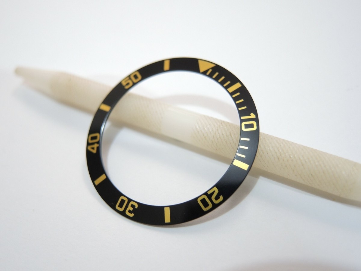NEW BLACK/GOLD BEZEL INSERT 35.2MM MEDIUM DIVERS 10BAR SKX027